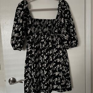 Abercrombie & Fitch Black Floral Long Sleeve Dress